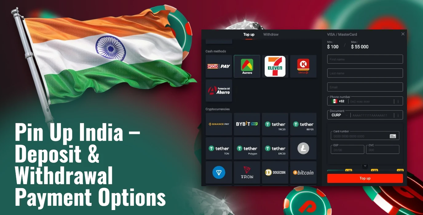 Pin Up Payment Methods for Deposits and Withdrawals in India