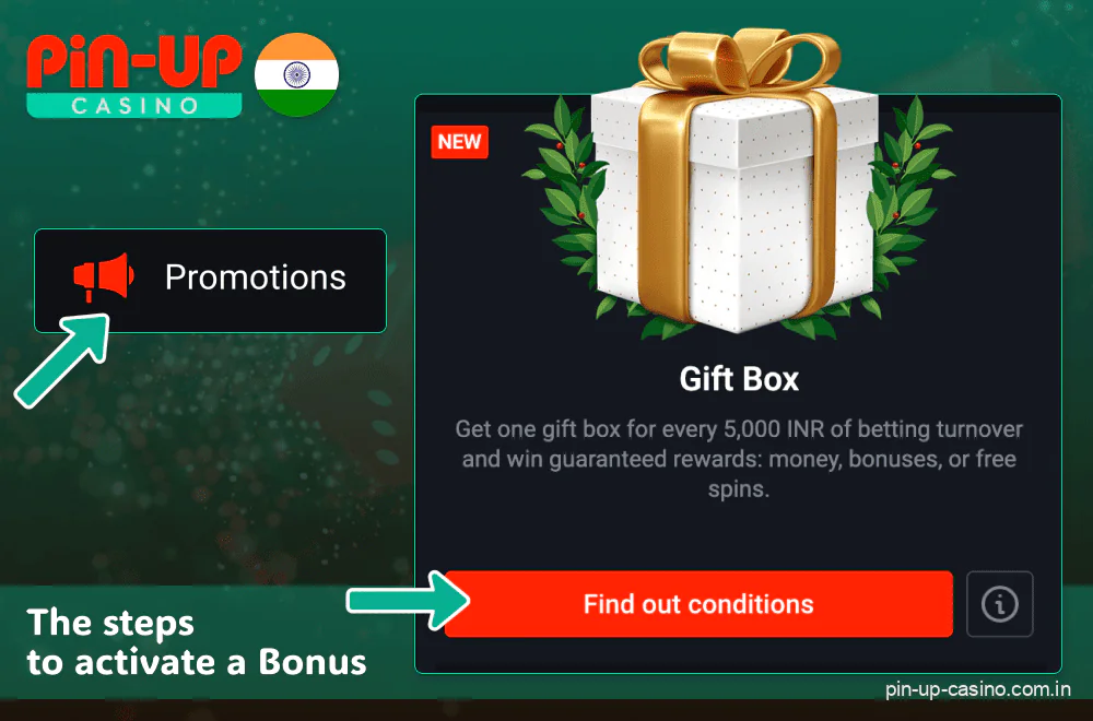 How to activate the bonus at PinUp Casino in India