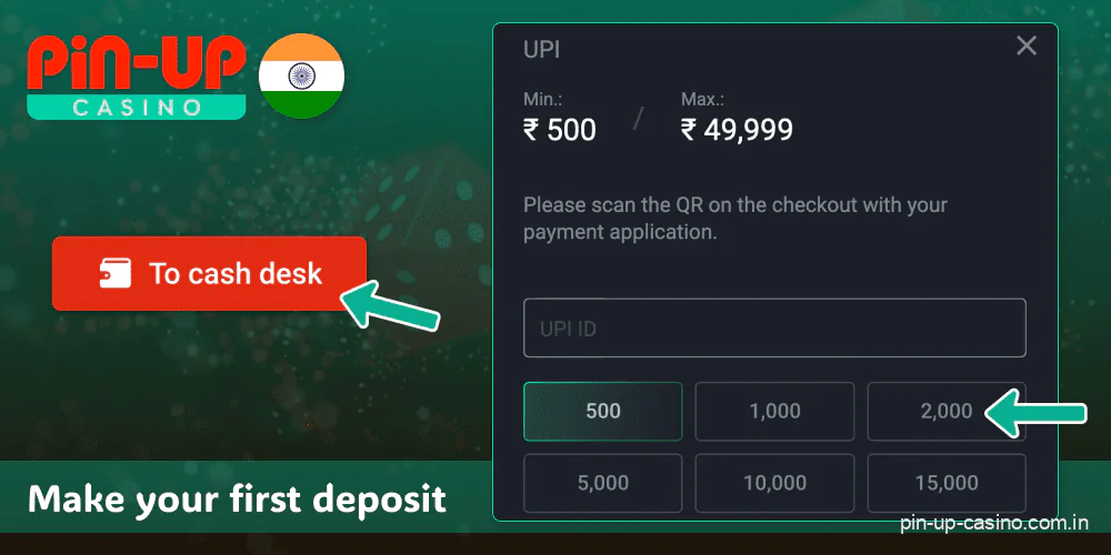 Make a deposit in your Pin Up Casino account