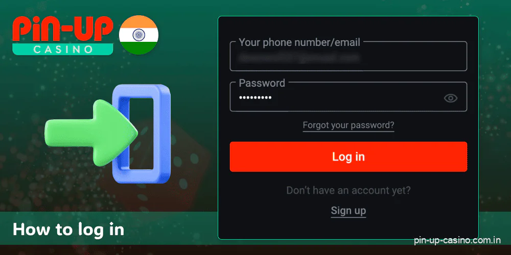 Login to your account at the Pin Up casino site in India