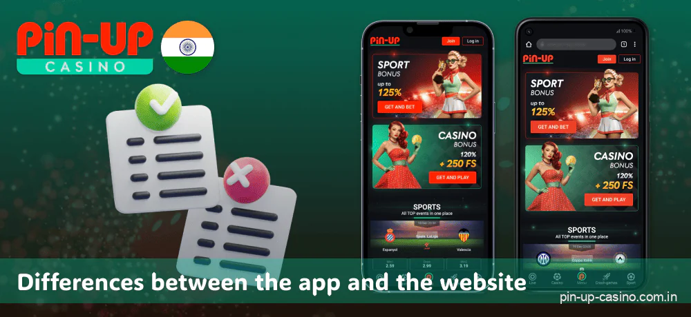 Pros and cons of Pin Up mobile app and website version in India