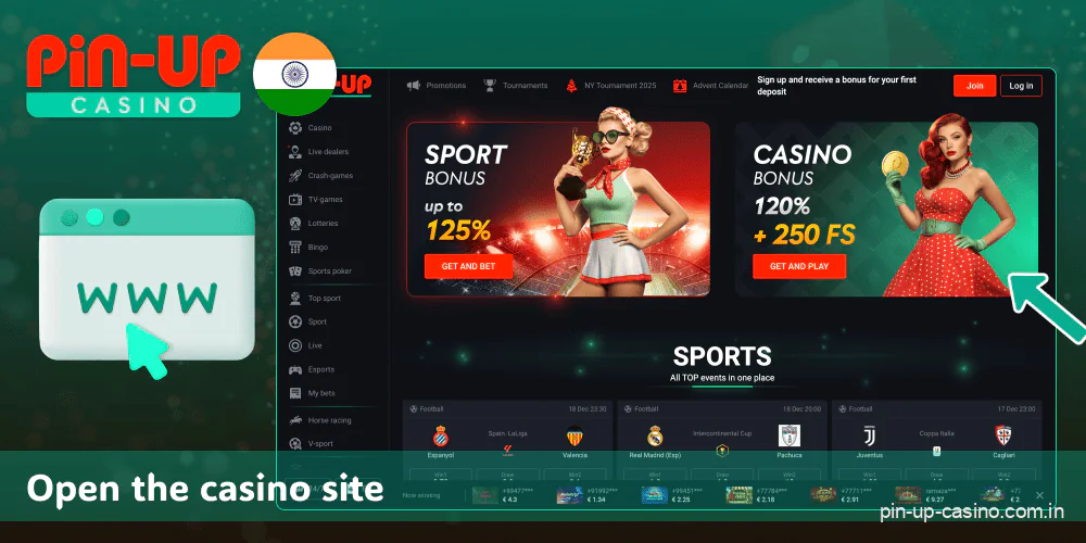 Open Pin Up casino site in India