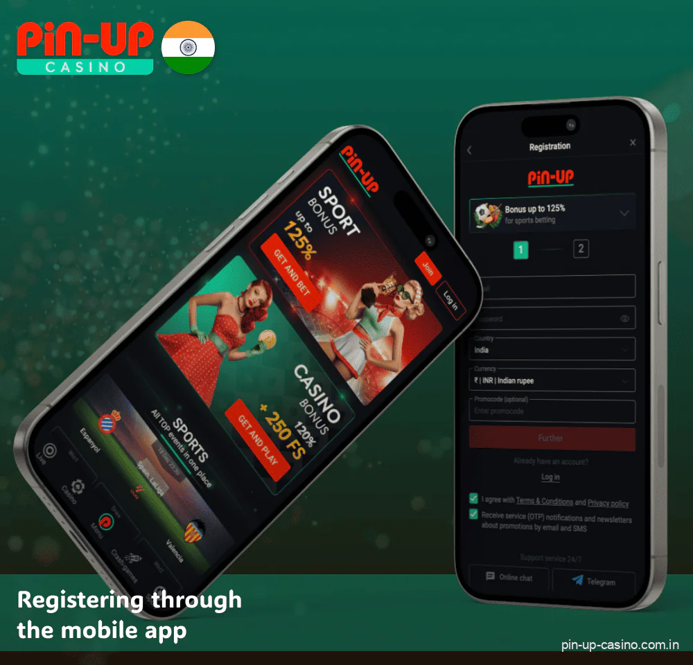 Registering new players through the Pin Up app in India