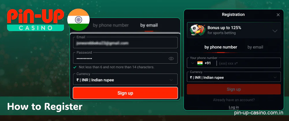 Methods of registering a Pin Up account in India